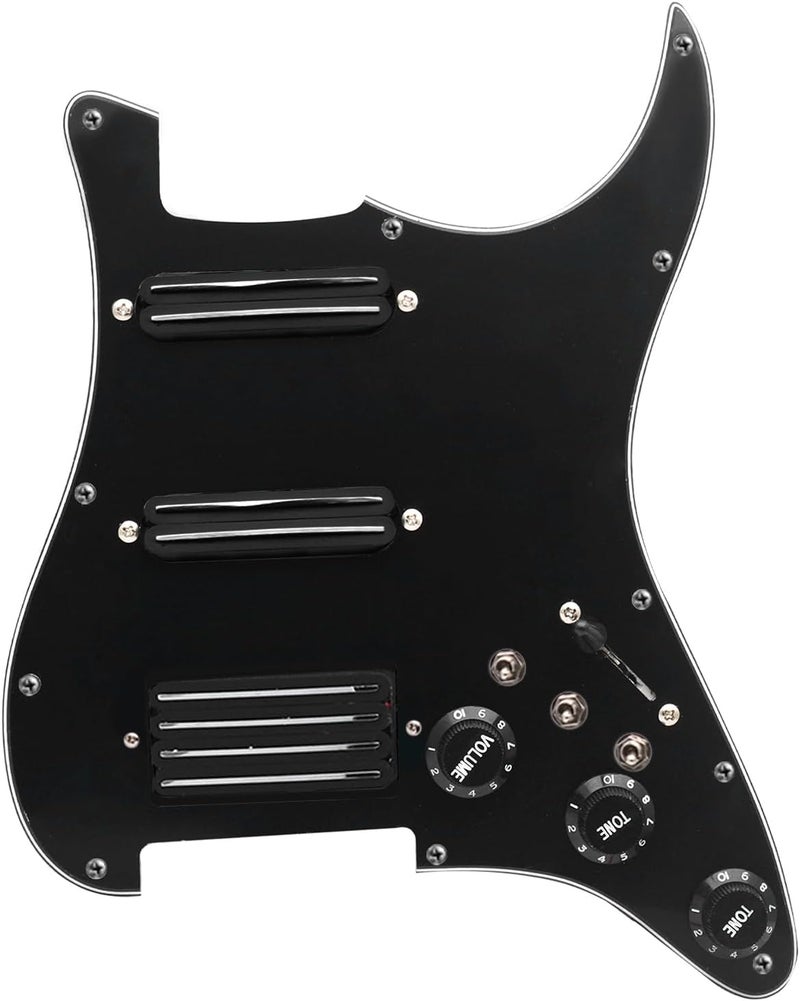 MAXCHEER SSH-Coil Splitting Electric Guitar Pickguard Two Mini Humbucker + ONE 4 Coil Pickup High Output-(9K/9K/18K) Loaded Prewired Scratchplate (Black, SSH) - Image 1
